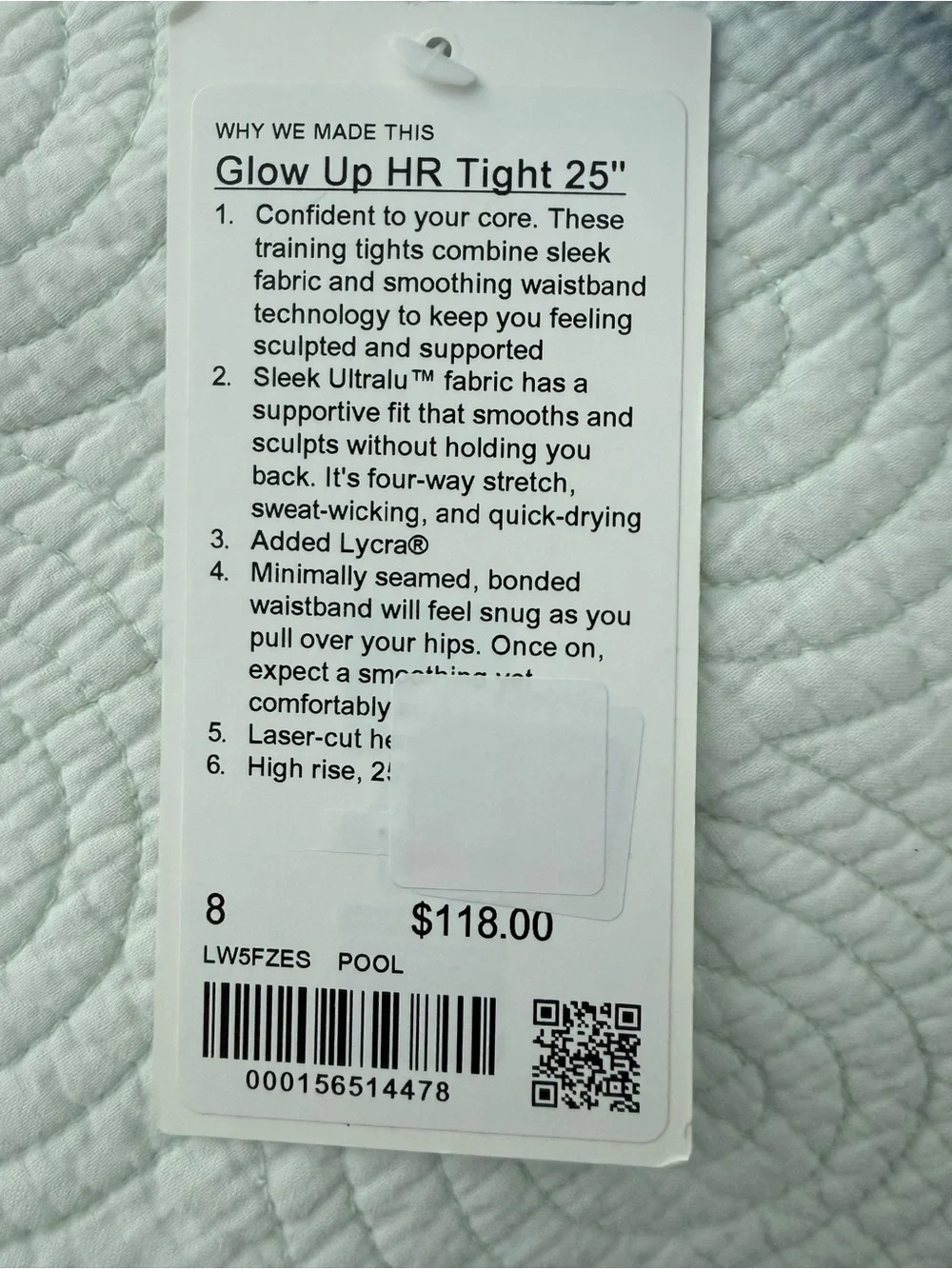 Discontinued color LULULEMON Glow Up HR Tight 25
